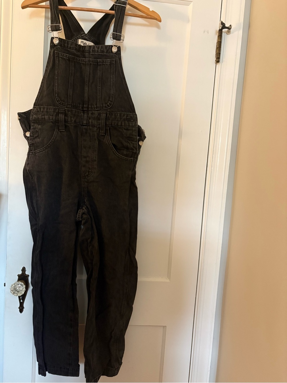 Madewell straight leg black overalls